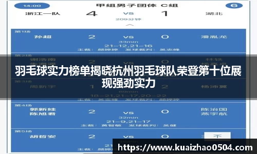 羽毛球实力榜单揭晓杭州羽毛球队荣登第十位展现强劲实力